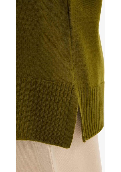 Regular Fit Bisiklet Yaka Basic Düz Triko Kazak Tunik