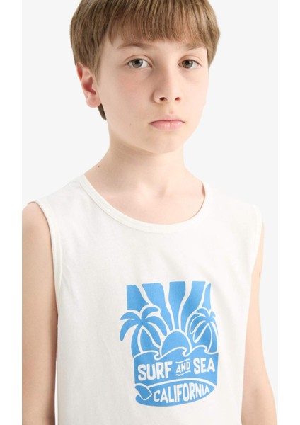 Erkek Çocuk 2'li Takım Baskılı Atlet Deniz Şortu