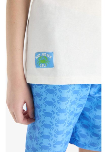 Erkek Çocuk 2'li Takım Baskılı Atlet Deniz Şortu