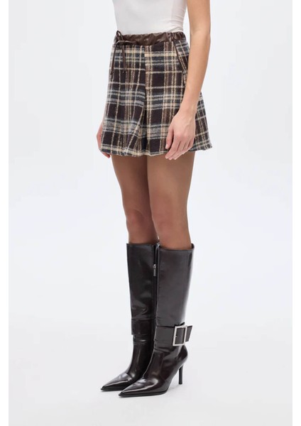 Matchli Ekose Kahverengi Kadın Etek ETK01260 fırsatları