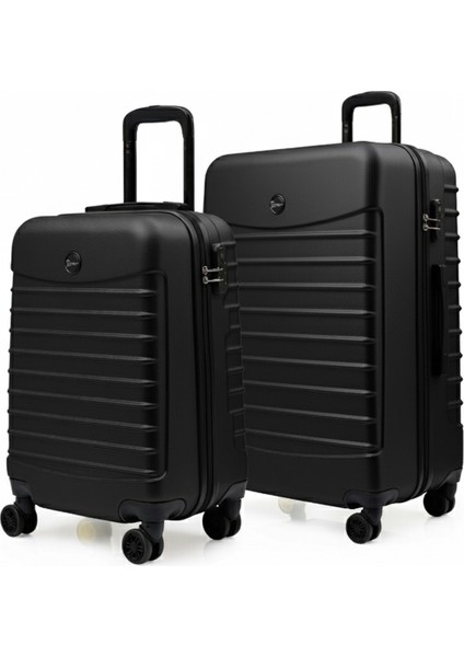 2'li Valiz Seti Orta Boy - Kabin Boy Siyah-Siyah 1168