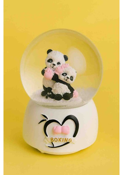 Dekoratif Nostalji Cam Kar Küresi Işıklı ve Müzikli