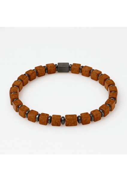 Hematit Doğaltaş Kombinli Küp Kesim Bal Rengi Doğal Damla Kehribar Kadın Bileklik