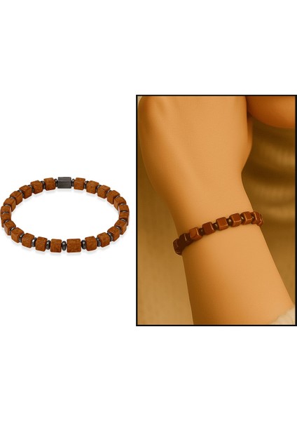 Hematit Doğaltaş Kombinli Küp Kesim Bal Rengi Doğal Damla Kehribar Kadın Bileklik fiyatları