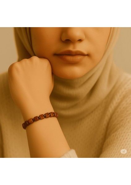 Hematit Doğaltaş Kombinli Küp Kesim Bal Rengi Doğal Damla Kehribar Kadın Bileklik modelleri