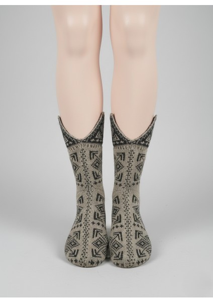 Çorap Patik Desenli Kalın Kışlık 3'lü Ekonomik Paket Unisex Beyaz - Sarı - Vizon modelleri