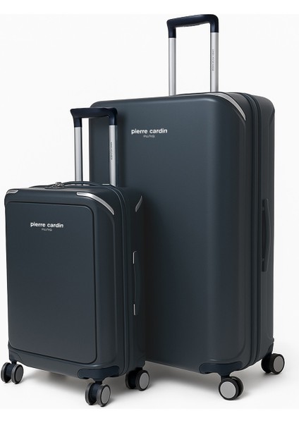 Büyük ve Kabin Boy 2'li Set %100 Polipropilen Valiz Lacivert 04PC7090