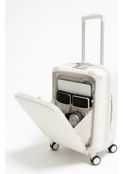 Orta ve Kabin Boy 2'li Set %100 Polipropilen Valiz Beyaz 04PC7090 fırsatları