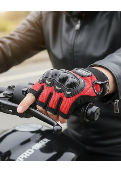 Kırmızı Yarım Eldiven Kısa Taktik Spor Motosiklet Bisiklet Eldiveni L Beden modelleri