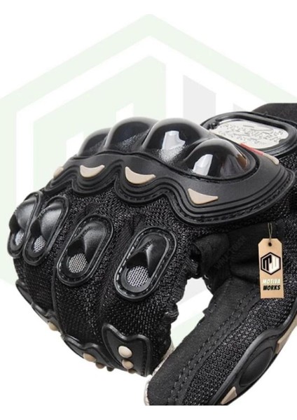 Unisex Siyah Mpro Korumalı Motosiklet Eldiveni Dokunmatikli L Beden