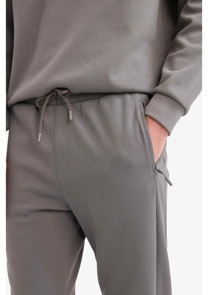 Slim Fit Dar Kesim Fermuar Cepli Pike Eşofman Altı