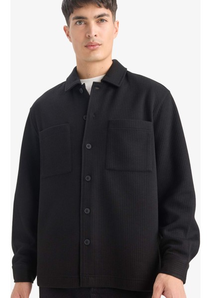 Regular Fit Dokuma Uzun Kollu Gömlek E9203AX25AU