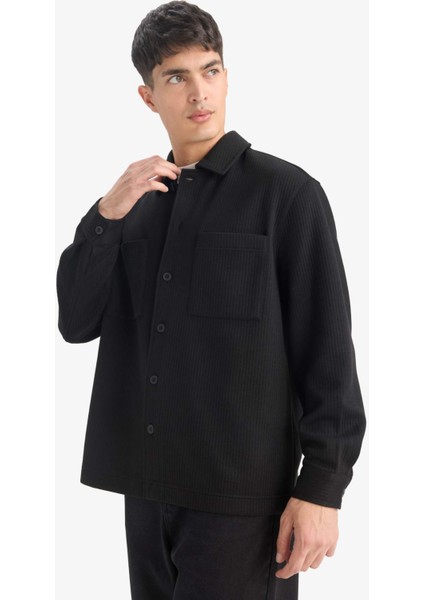 Regular Fit Dokuma Uzun Kollu Gömlek E9203AX25AU