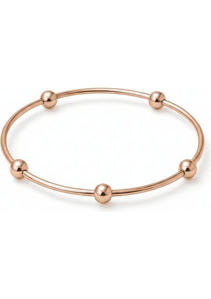 Kadın Çelik Bileklik - Beş Top Süslemeli Tasarım - Rose Renk