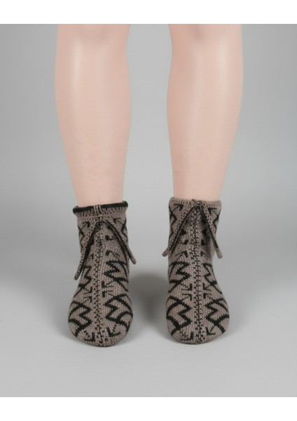 Çorap Patik Desenli Kalın Kışlık 3'lü Ekonomik Paket Unisex Pembe - Vizon - Mor