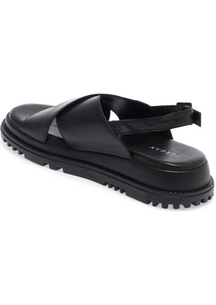 Siyah Hakiki Deri Kadın Sandalet - K24Y1SN67140-A23