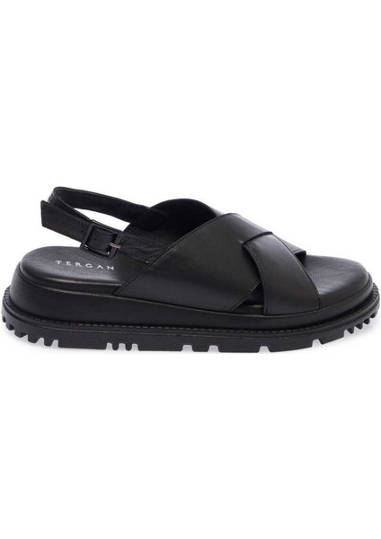 Siyah Hakiki Deri Kadın Sandalet - K24Y1SN67140-A23