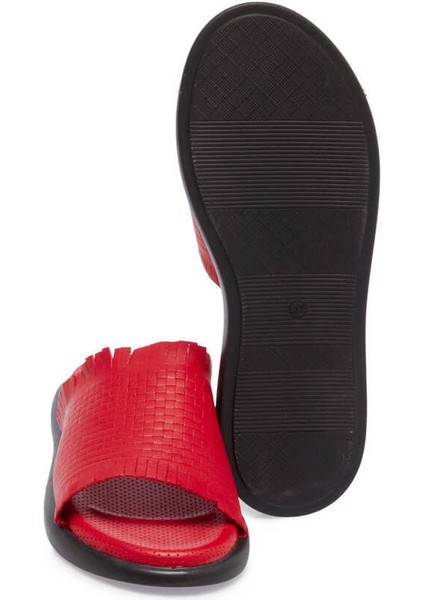 Kırmızı Hakiki Deri Kadın Terlik - K24Y1TR67132-A30