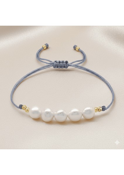 Makrome Örgülü Naturel Kesim Gri Ipli Sarı Dorika Top Süslemeli Dpğal Inci Doğaltaş Kadın Bileklik fırsatları