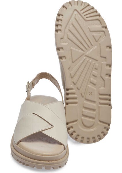 Bej Hakiki Deri Kadın Sandalet - K24Y1SN67140-A25