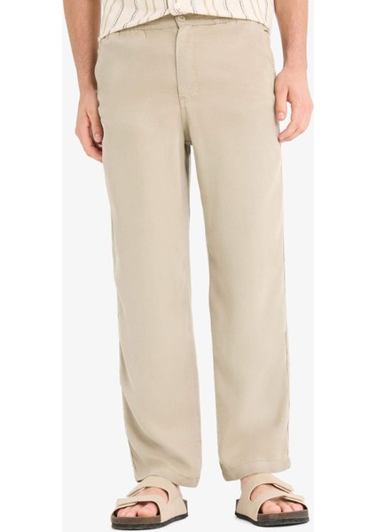 Bol Rahat Kesim Wide Leg Üç Cepli Geniş Paça Yazlık Tensel Pantolon F1162AX25SM