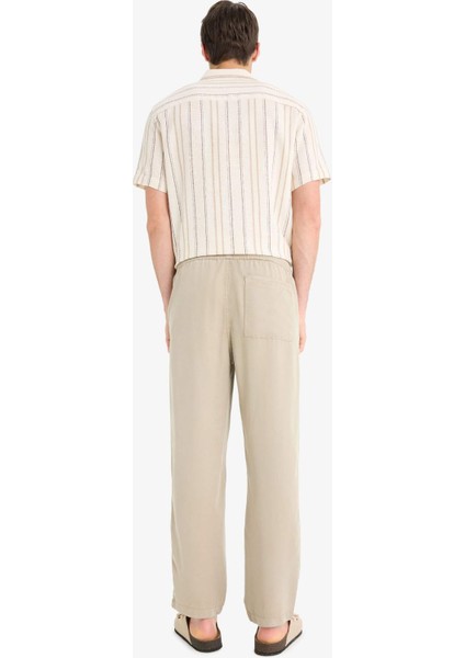 Bol Rahat Kesim Wide Leg Üç Cepli Geniş Paça Yazlık Tensel Pantolon F1162AX25SM