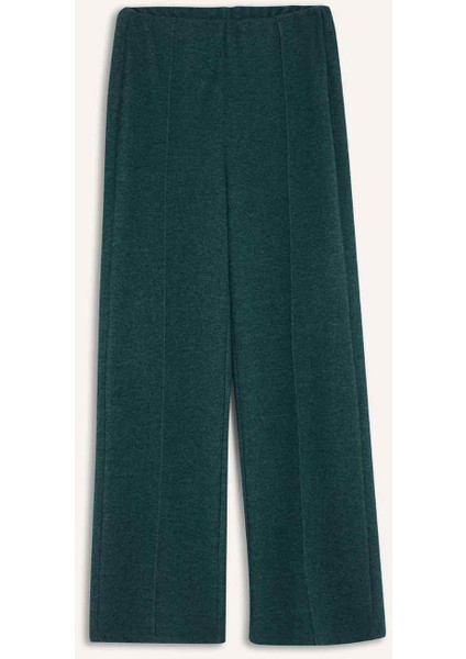 Straight Fit Beli Lastikli Geniş Paça Pantolon