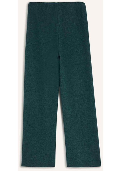 Straight Fit Beli Lastikli Geniş Paça Pantolon