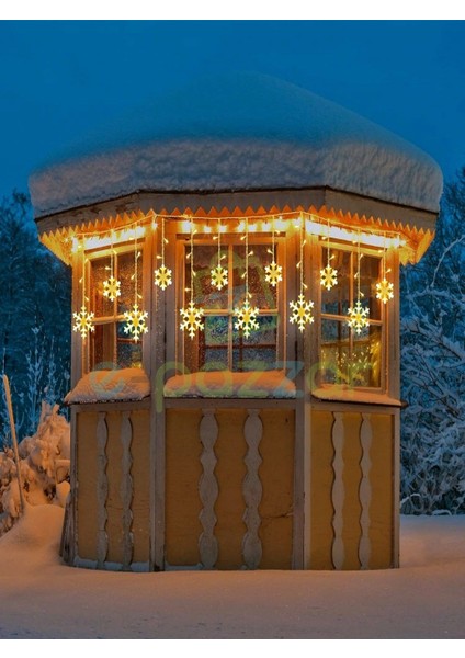 3 Metre 12 Saçaklı Kar Tanesi LED Işık – 8 Fonksiyonlu Gün Işığı