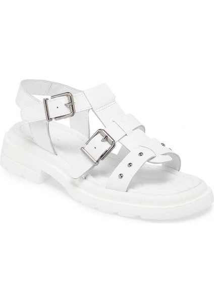 Beyaz Hakiki Deri Kadın Sandalet - K24Y1SN67156-A26