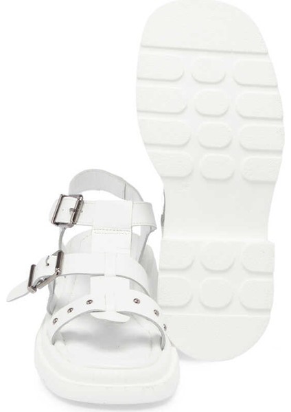 Beyaz Hakiki Deri Kadın Sandalet - K24Y1SN67156-A26