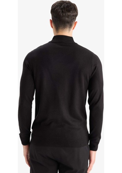 Slim Fit Dar Kesim Balıkçı Yaka Basic Düz Triko Kazak R1127AZ25WN