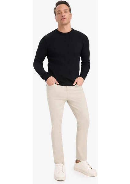 Standart Fit Normal Kesim Bisiklet Yaka Dokulu Triko Kazak C8814AX25WN