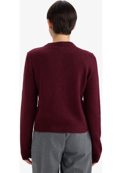 Regular Fit Bisiklet Yaka Basic Düz Düğmeli Soft Touch Yumuşak Triko Hırka E3654AX25WN