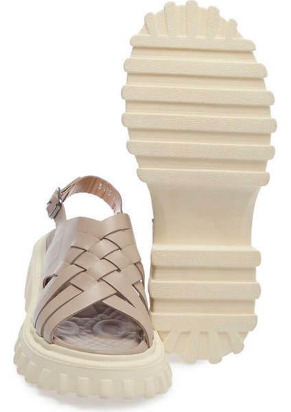 Bej Hakiki Deri Kadın Sandalet - K24Y1SN67161-S5Y