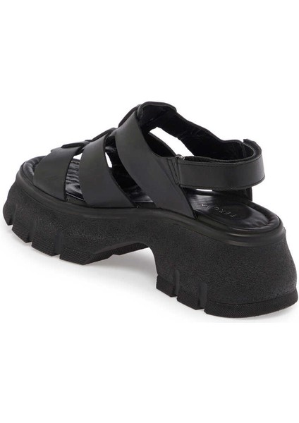 Siyah Hakiki Deri Kadın Sandalet - K24Y1SN67154-A23