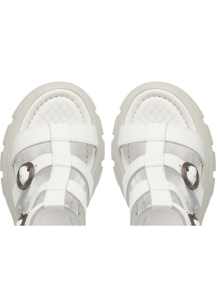 Beyaz Hakiki Deri Kadın Sandalet - K24Y1SN67165-A26