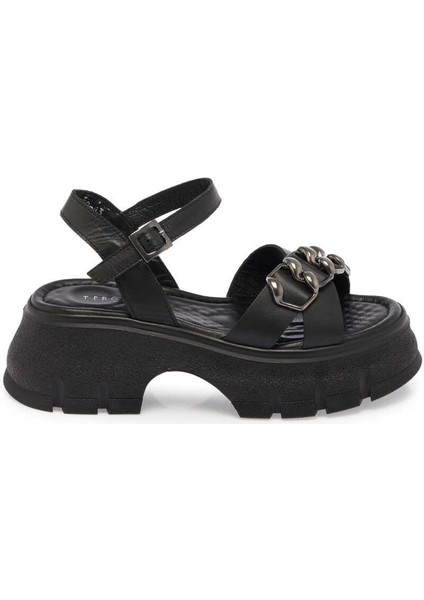 Siyah Hakiki Deri Kadın Sandalet - K24Y1SN67155-A23