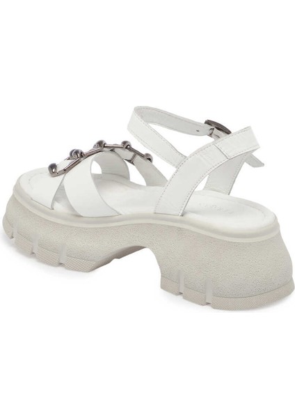 Beyaz Hakiki Deri Kadın Sandalet - K24Y1SN67155-A26