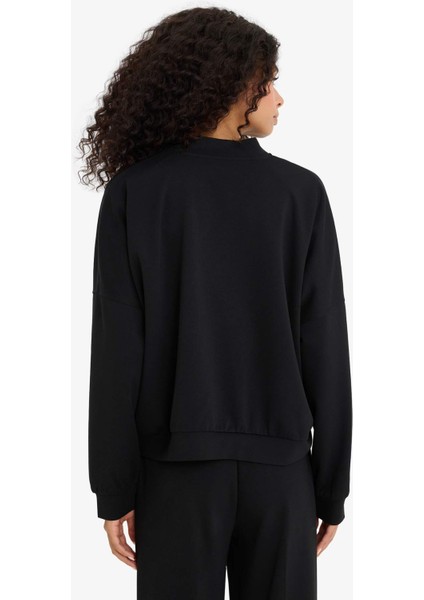 Kolej Yaka Fermuarlı Yumuşak Dokulu Modal Bomber Hırka