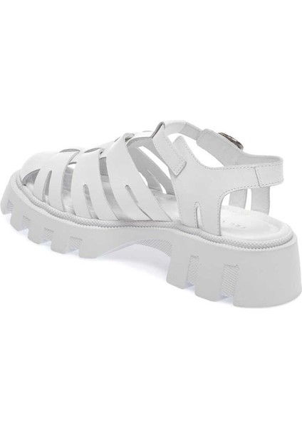 Beyaz Hakiki Deri Kadın Sandalet - K24Y1SN67159-A26