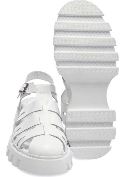 Beyaz Hakiki Deri Kadın Sandalet - K24Y1SN67159-A26