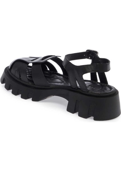 Siyah Hakiki Deri Kadın Sandalet - K24Y1SN67158-A23