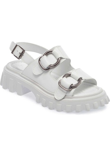 Beyaz Hakiki Deri Kadın Sandalet - K24Y1SN67160-A26