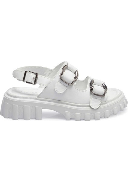Beyaz Hakiki Deri Kadın Sandalet - K24Y1SN67160-A26
