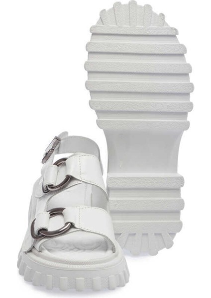 Beyaz Hakiki Deri Kadın Sandalet - K24Y1SN67160-A26