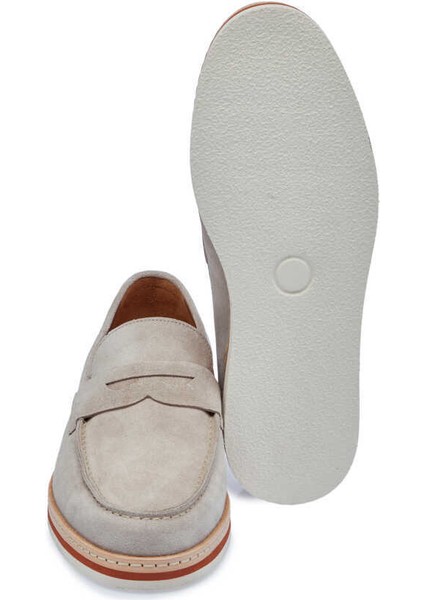 Bej Hakiki Süet Deri Erkek Loafer - E24I1AY56643-B79