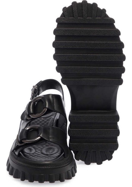 Siyah Hakiki Deri Kadın Sandalet - K24Y1SN67160-A23