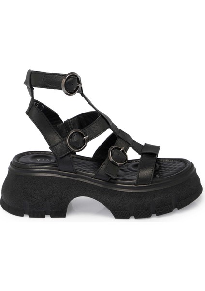Siyah Hakiki Deri Kadın Sandalet - K24Y1SN67165-A23
