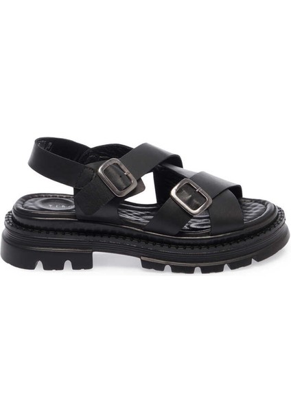 Siyah Hakiki Deri Kadın Sandalet - K24Y1SN67162-A23